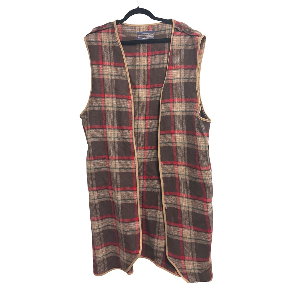 Vintage Polo Ralph Lauren University Club Plaid Long Coat Liner Wool 44R